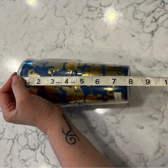 Lilly Pulitzer Blue & Gold Elephant Print Travel Mug Cup Tumbler - Picture 8 of 8